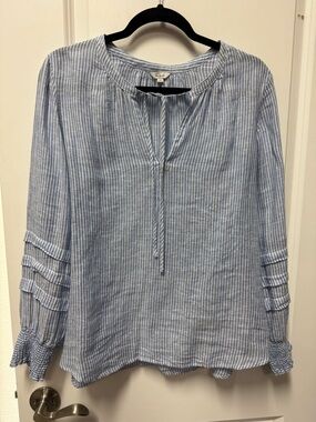 Rails Light Blue Stripe Women’s linen blouse